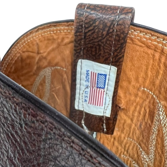 Nocona Leather Western Boots Brown Size 9D Med Pointed Toe Hand Stitched USA - Picture 11 of 16